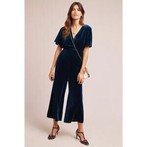 Greylin Teal Velvet Jumpsuit